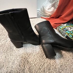 Black leather boots